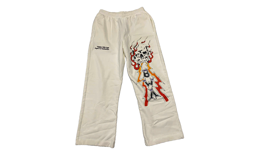 Lightning Skull Sweatpants "White" BWA279