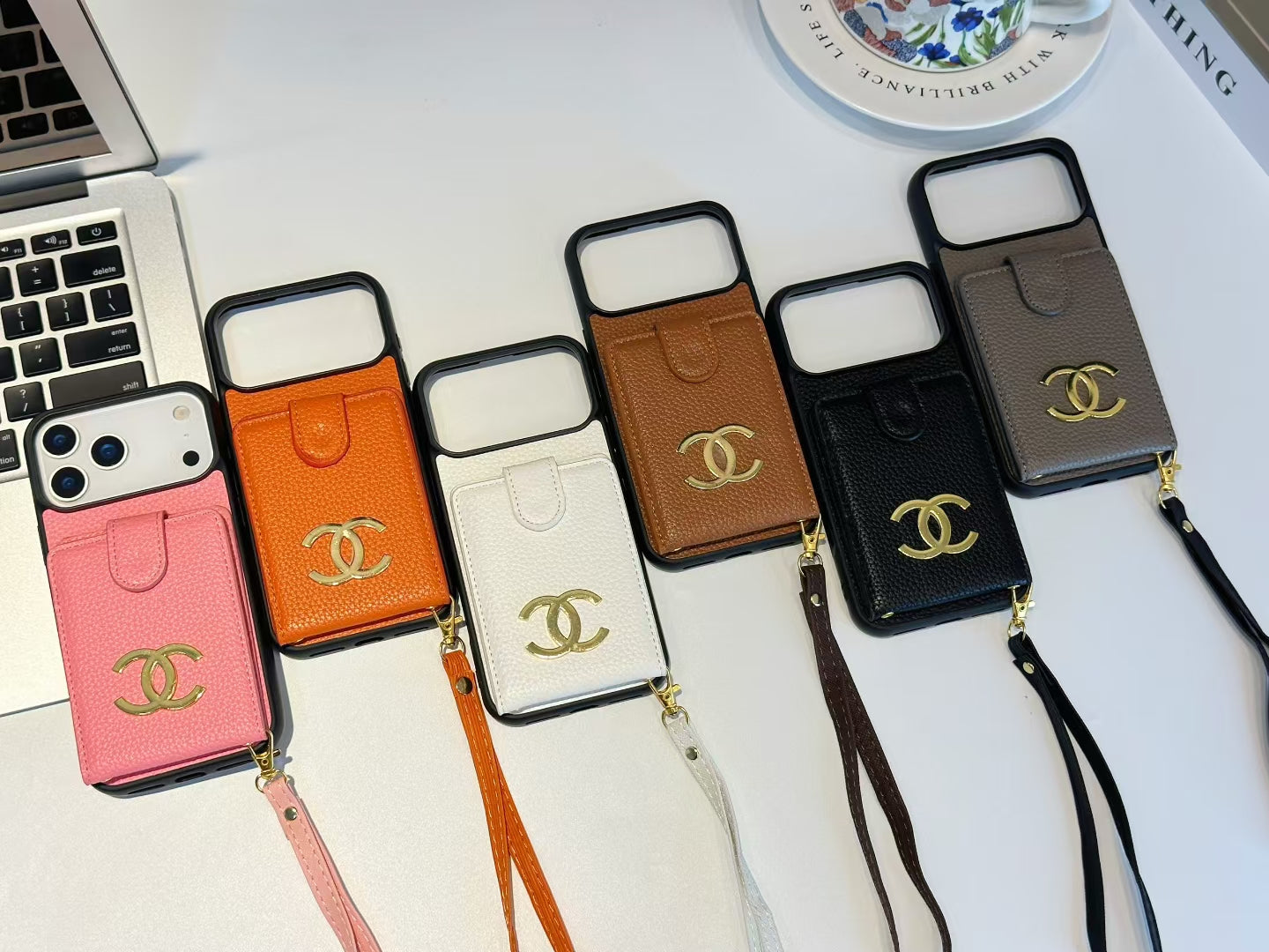 Luxury Leather iPhone Case With Wallet Card And Hand Strap