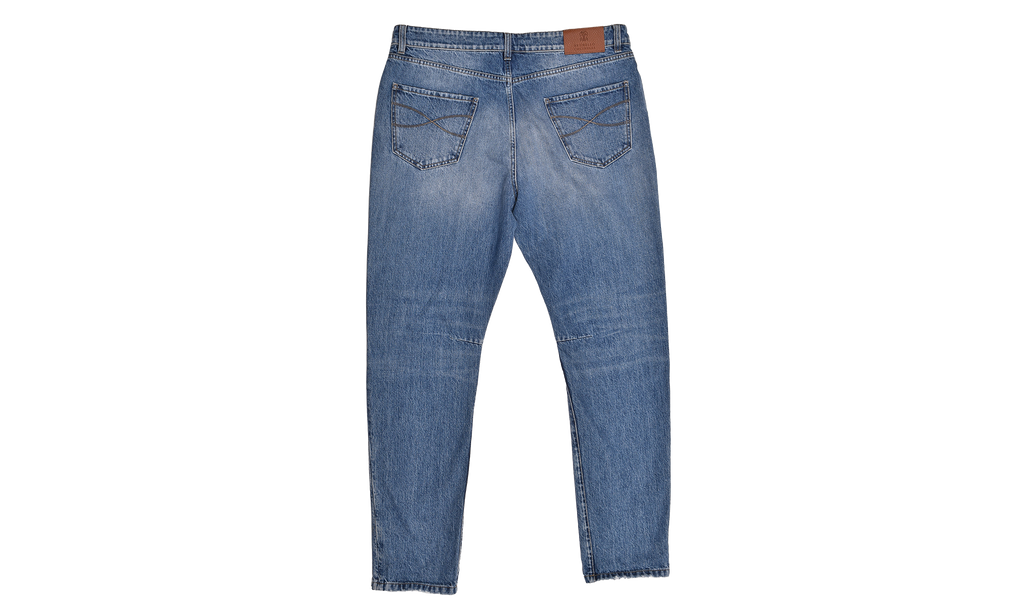 100% Cotton Leisure Fit Five-Pocket Denim Jean Pants "Blue" BRUN980