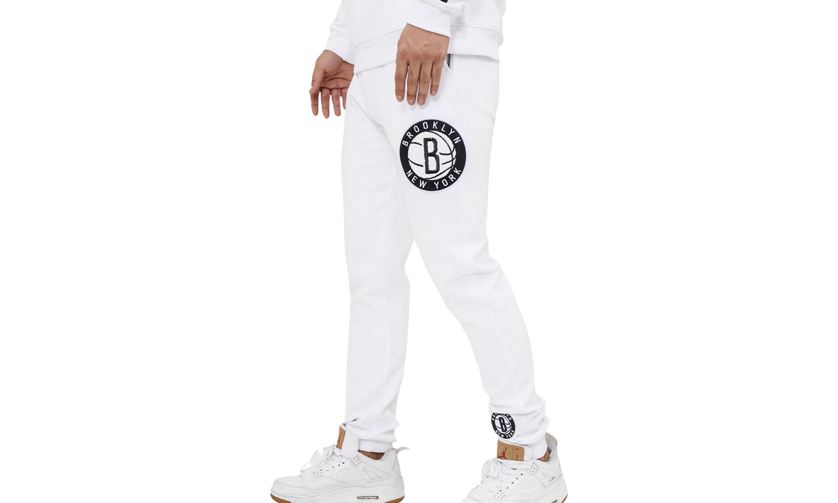 NBA Brooklyn Nets Logo Joggers White Sweatpants "White" BBN452495 WHT