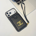 Luxury Leather iPhone Case With Wallet Card And Hand Strap