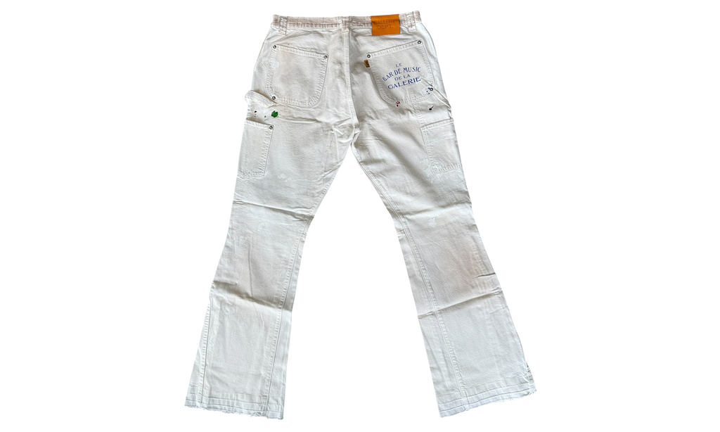 Paint Splatter LA Flare Carpenter Pants "Beige" GD296