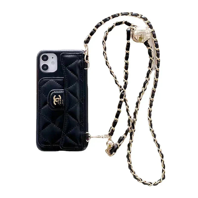 Luxury Wallet iPhone Case With Hand /Crossbody Chain – Slim Luxury Protective Cover