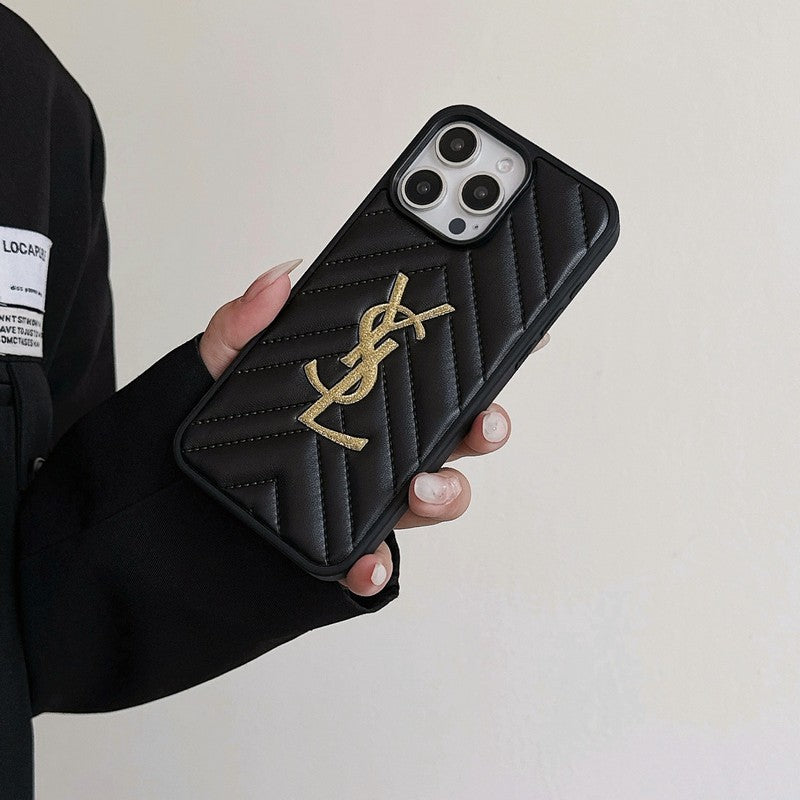 Saint Black & White Leather iPhone Case – Premium Protective Phone Cover