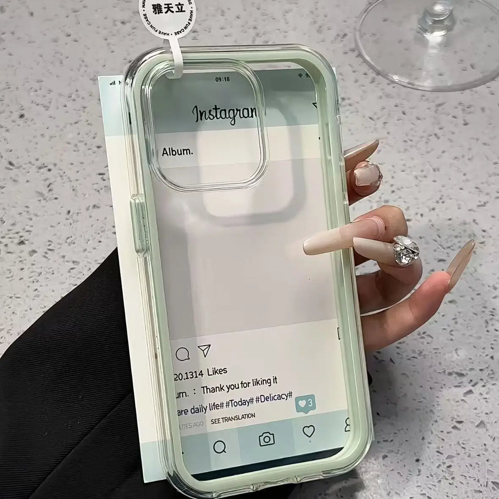 Luxury Candy Color Frame Clear Back Phone Case For iPhone 17 16 15 14 13 12 Pro Max- Acrylic Shockproof Bumper Cover