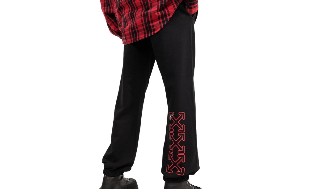 Hands Off-print Track Pants "BLACK RED" OMCH029F21FLE0021025