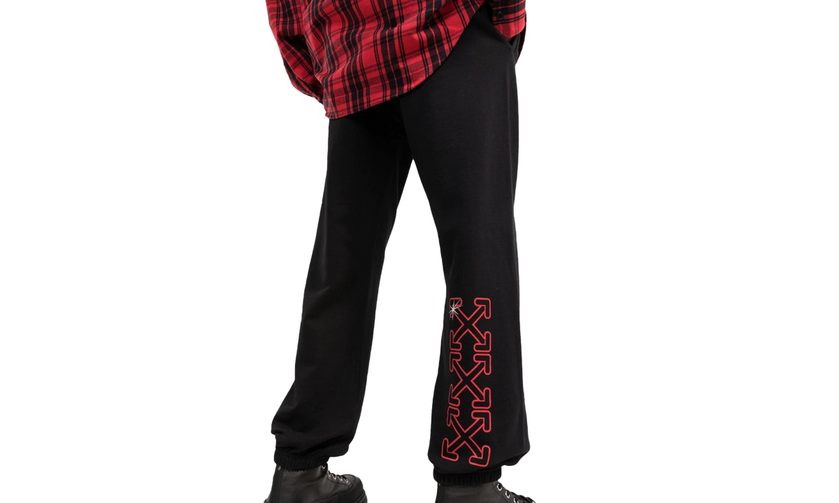 Hands Off-print Track Pants "BLACK RED" OMCH029F21FLE0021025