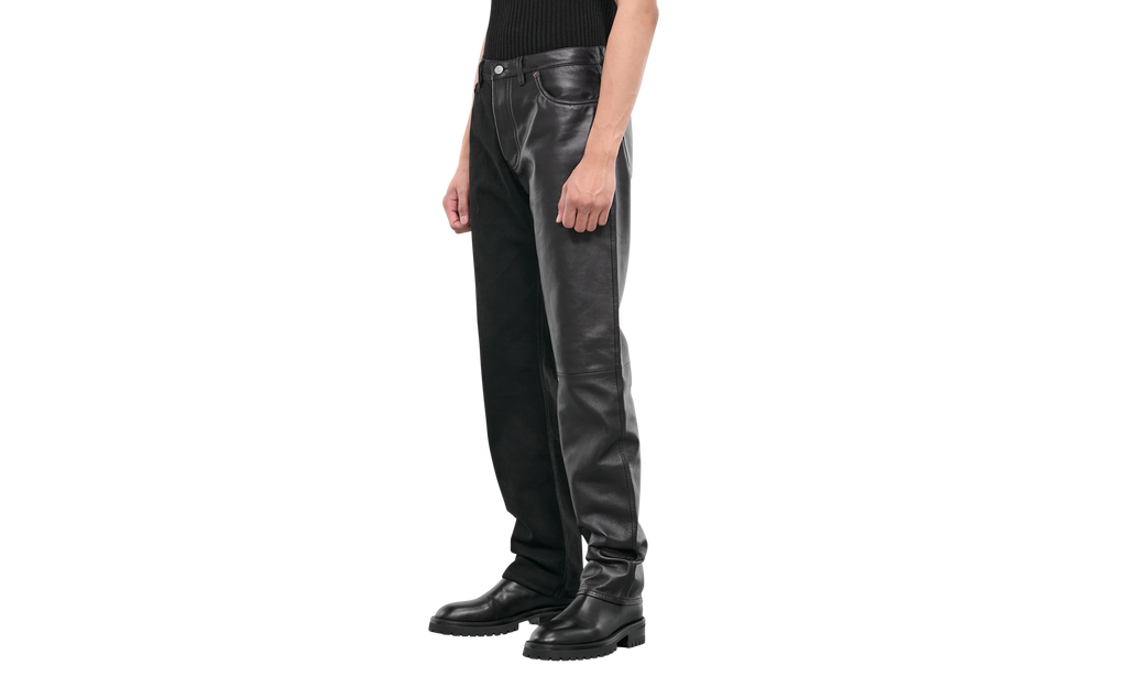 MM6 DENIM AND LEATHER SPLIT PANTS Pants Black "Black" SH2LA0005S30743900