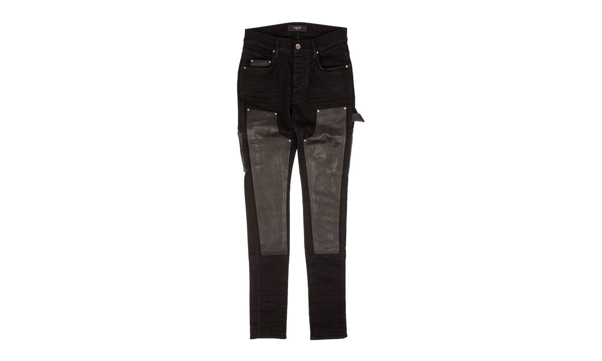 Denim Leather Workman Pants "Black" MDS121 001