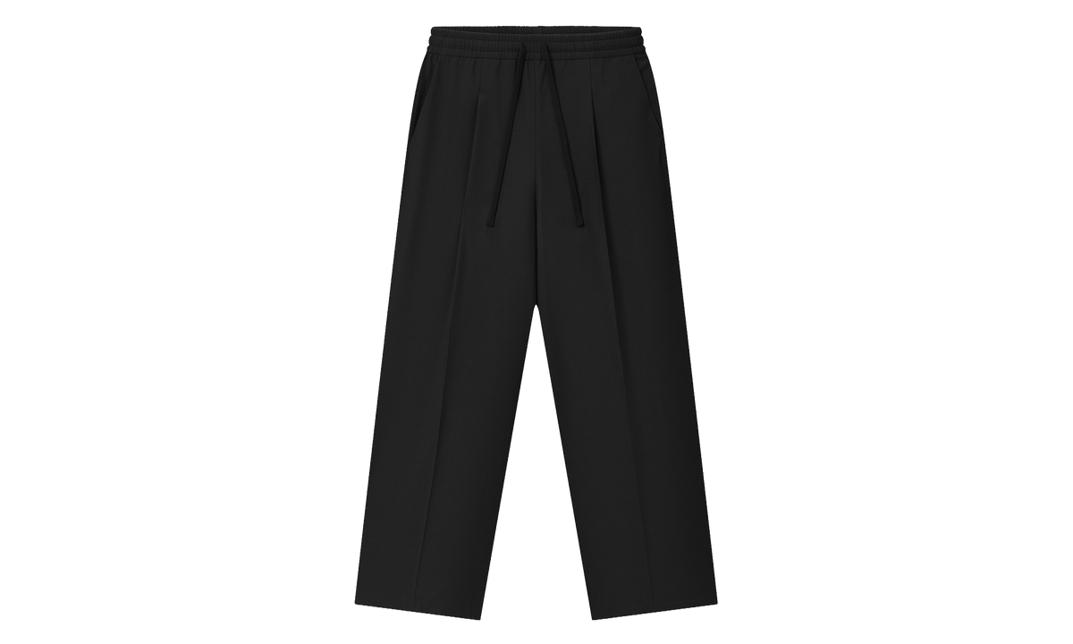 Silk Blend Pleat Front Drawstring Pant "Vintage Black" RW00307 black