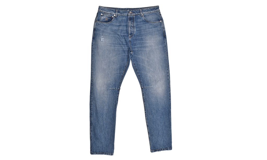 100% Cotton Leisure Fit Five-Pocket Denim Jean Pants "Blue" BRUN980