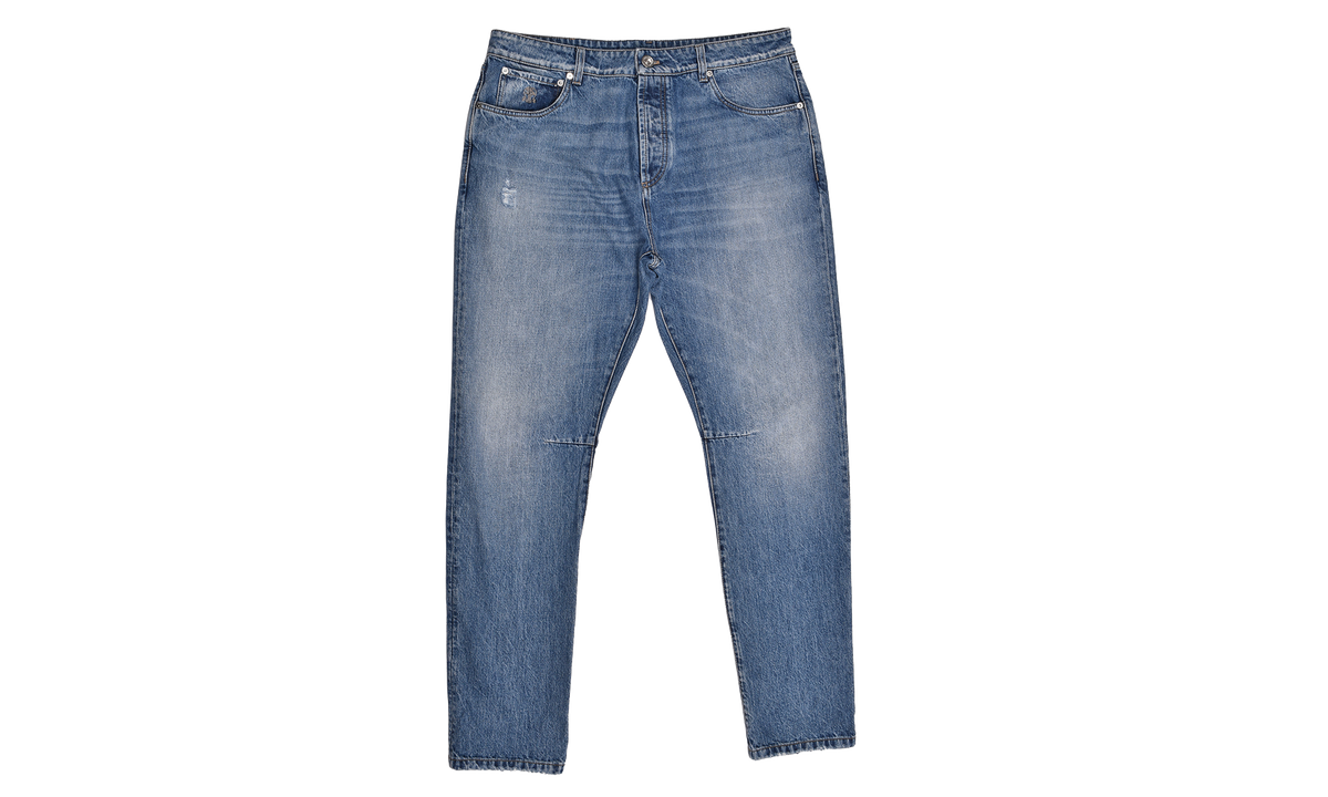 100% Cotton Leisure Fit Five-Pocket Denim Jean Pants "Blue" BRUN980