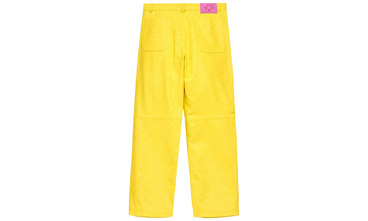 Sp5der Debossed Web Leather Pant "Yellow" M11PA006W2YL