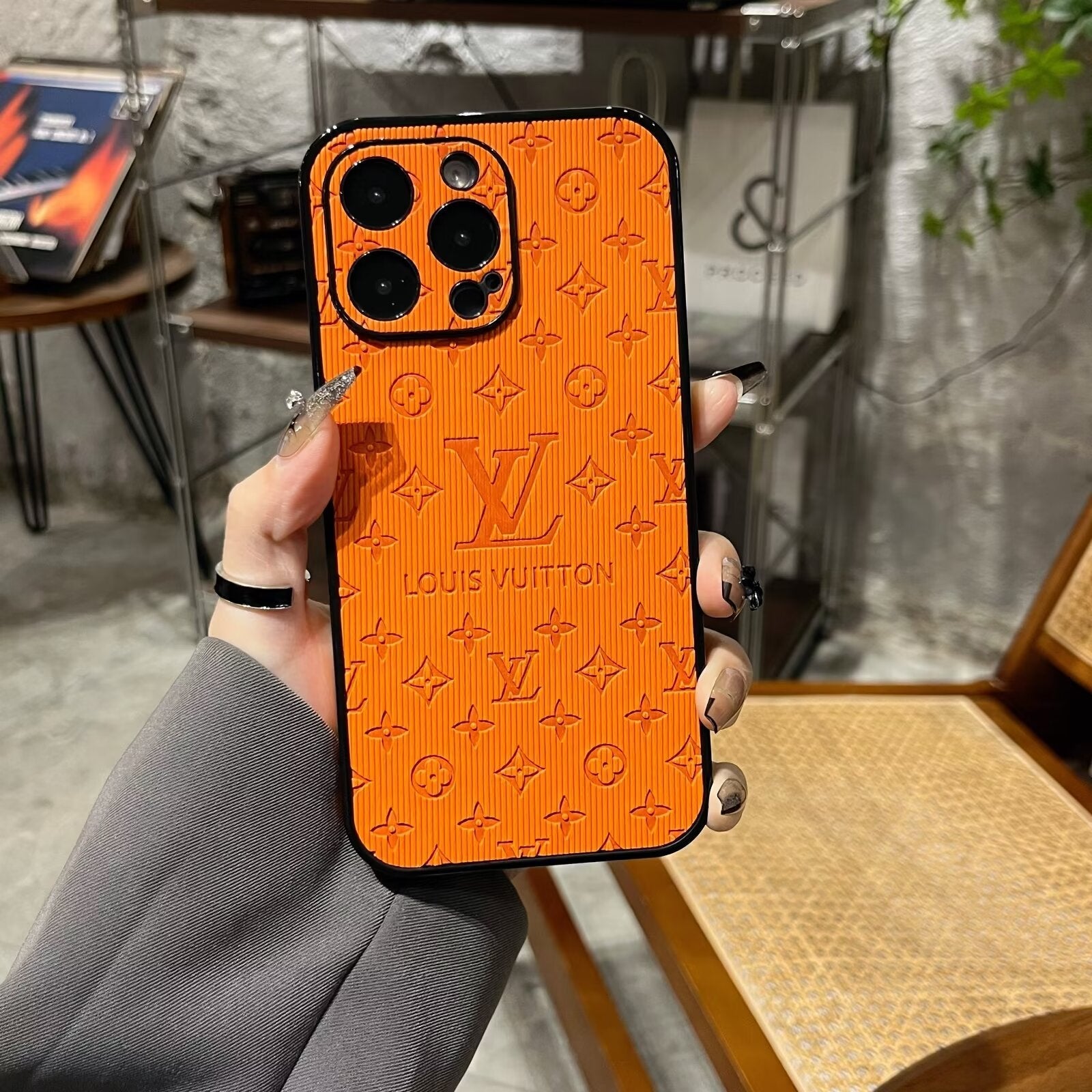 Case for iPhone 17- 3D Monogram Embossed Leather
