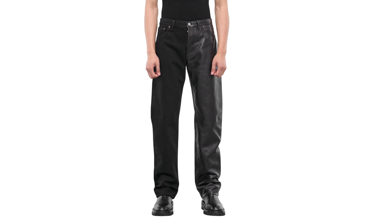 MM6 DENIM AND LEATHER SPLIT PANTS Pants Black "Black" SH2LA0005S30743900