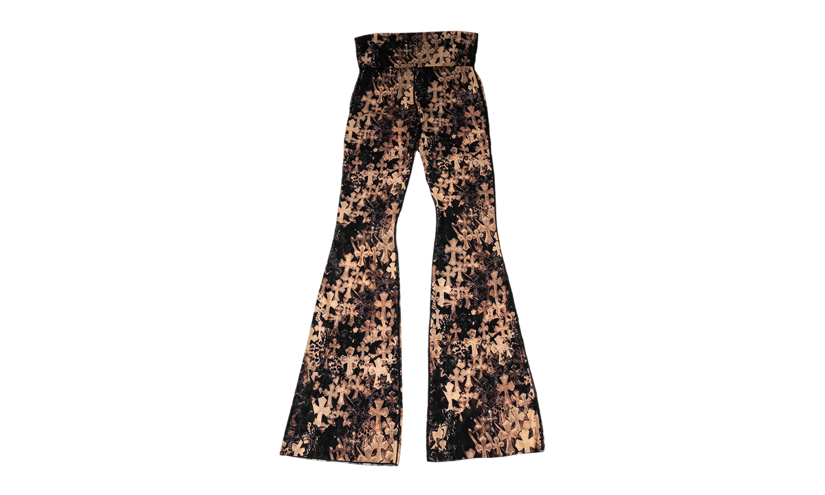 All Over Cross Print Flared Pants "Brown" CHRM1500