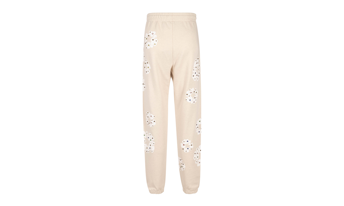 Rhinestone Cotton Wreath Sweatpants "Oatmeal" DT028