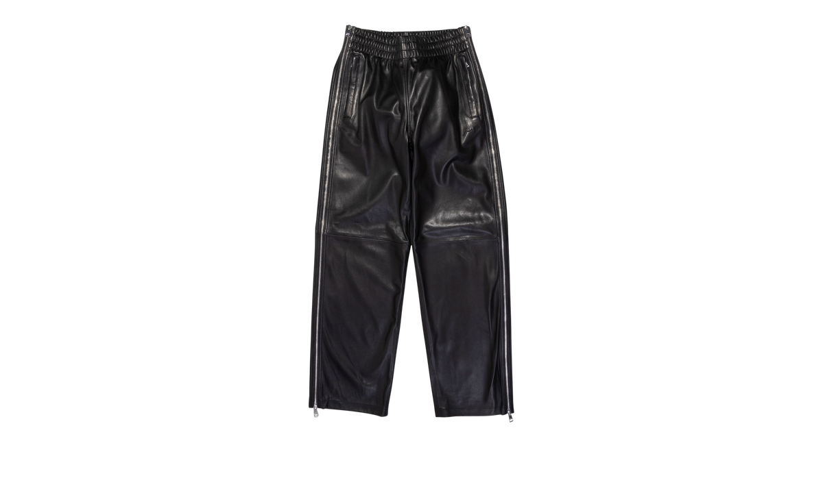 LEATHER SIDE ZIP TRACK PANT "Black" P522 LBBP423