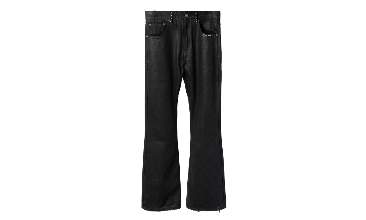 Waxed Bootcut Denim Pants "Black" VG008