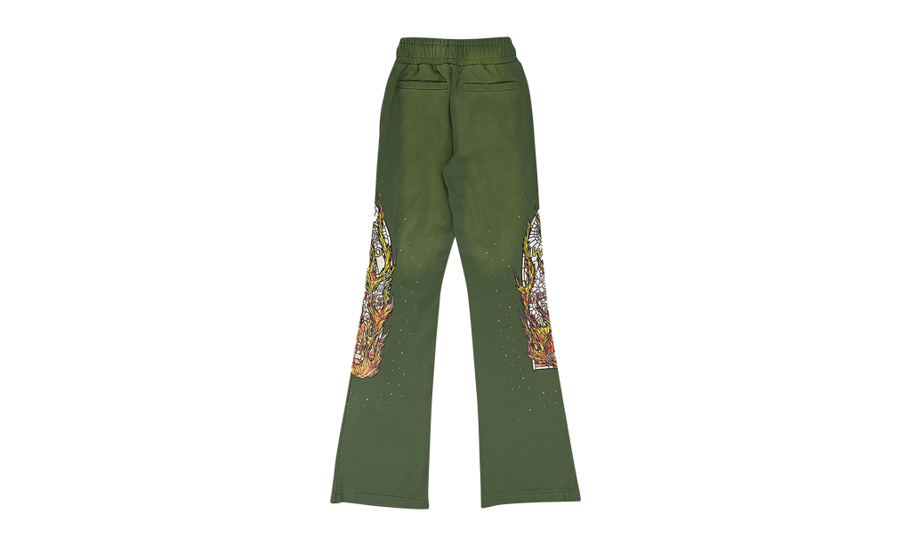 FLAME GLASS SWEATPANTS "GREEN" 1120010011SW