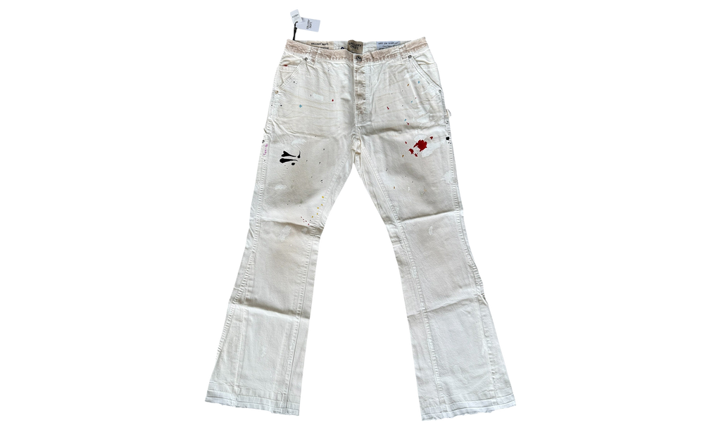 Paint Splatter LA Flare Carpenter Pants "Beige" GD296