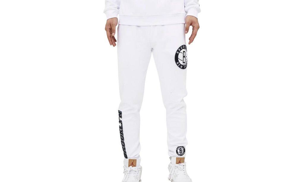 NBA Brooklyn Nets Logo Joggers White Sweatpants "White" BBN452495 WHT