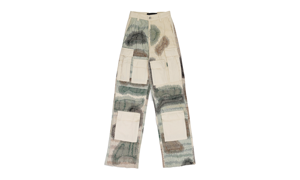 CAMOUFLAGE EMBROIDERY PANTS "IVORY" 11200590018AW23