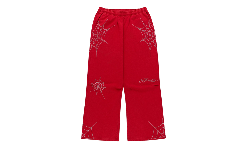 Rhinestone Web Sweatpants "Red" SP5der499