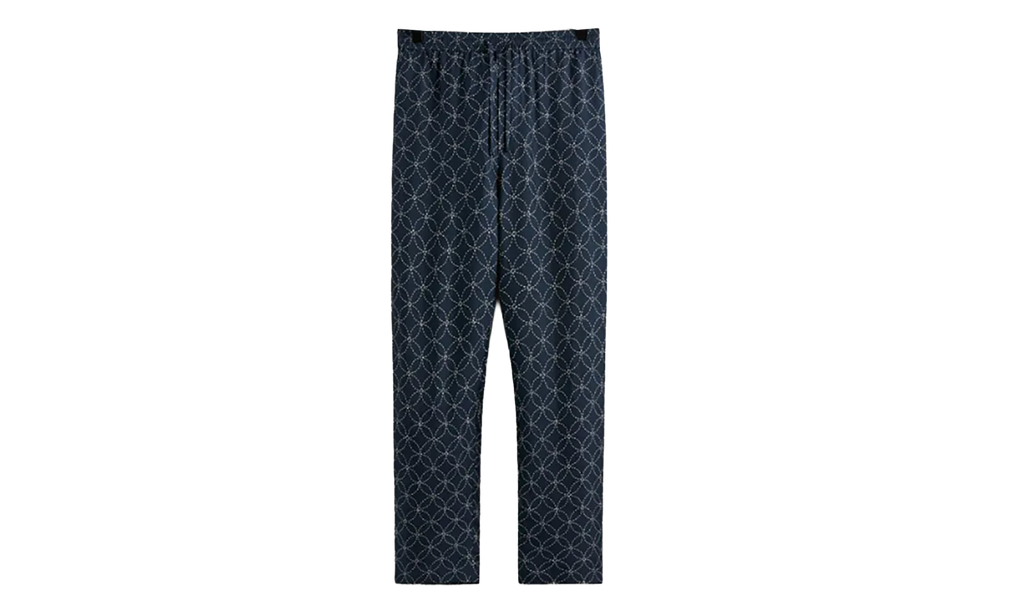 Silk Geometric Stitch Barrow Pant "Nocturnal" KHM060377 413
