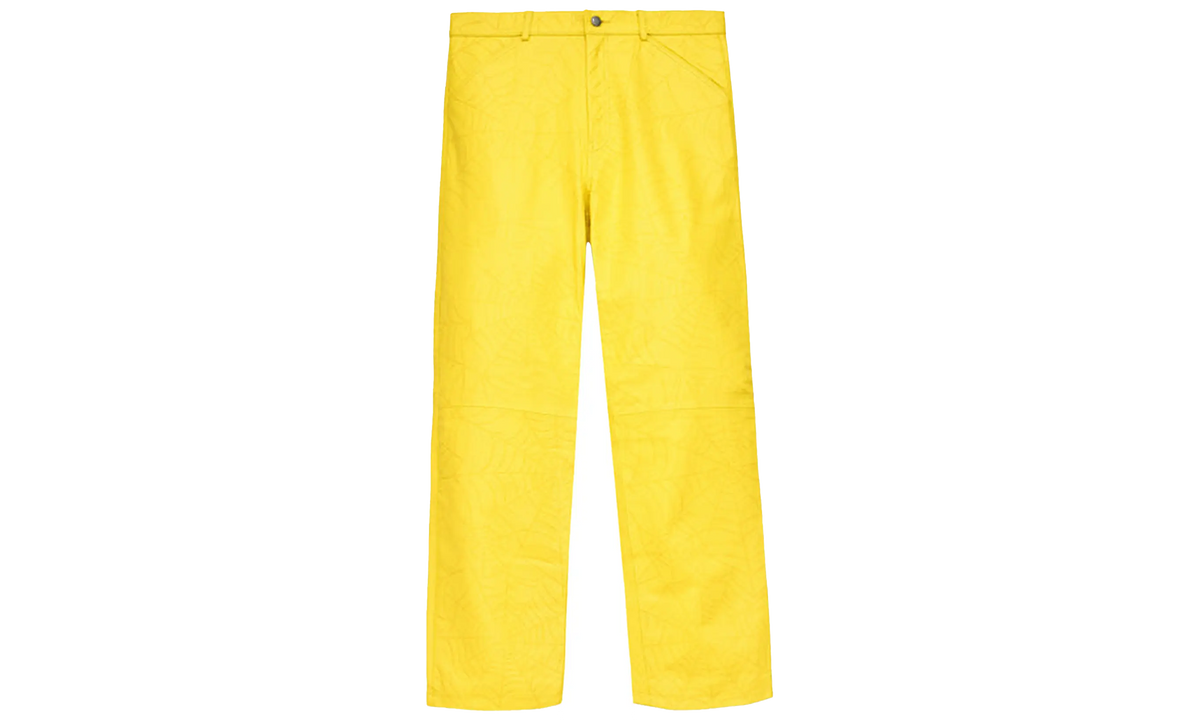 Sp5der Debossed Web Leather Pant "Yellow" M11PA006W2YL