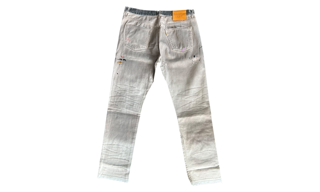 Paint Splatter Distressed Carpenter Pants "Beige" GD368